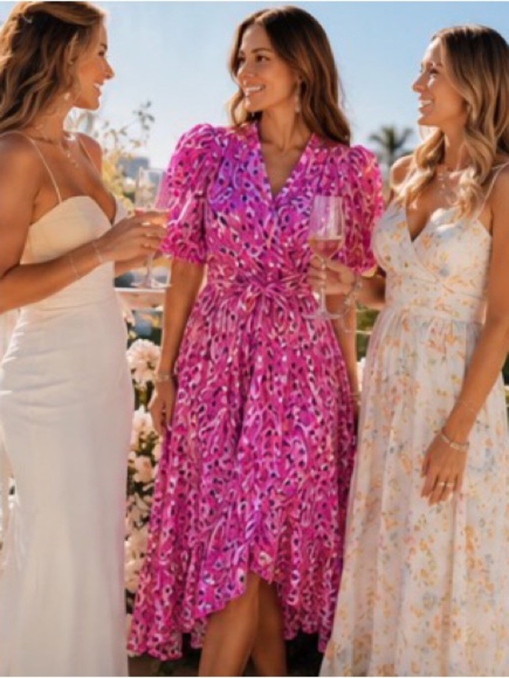 Lilly Pulitzer Juney Faux Wrap Midi Dress | Wild Fuchsia | Puff Sleeve | 6 - Picture 10 of 14